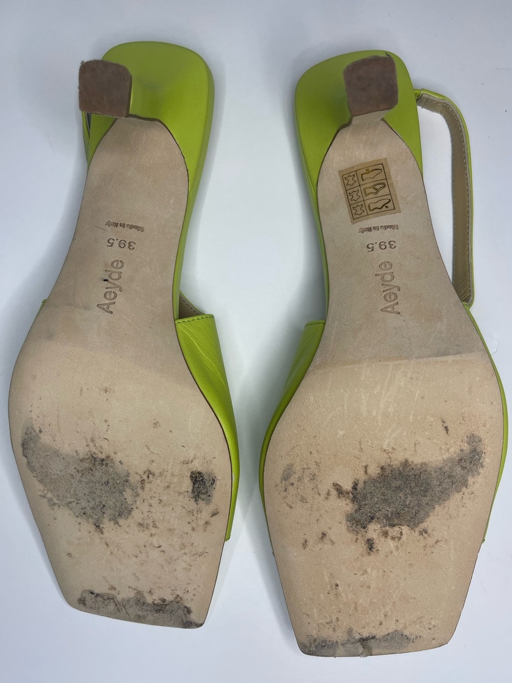 Aeyde Apple Green Juno Slingback Sandals Kitten Heel Square Toe size US 8.5 - Picture 8 of 9